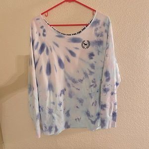 PINK off shoulder tie-dye sweater-shirt